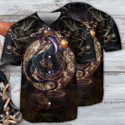 Dragon Golden Baseball Jersey Gift For Son From Dad