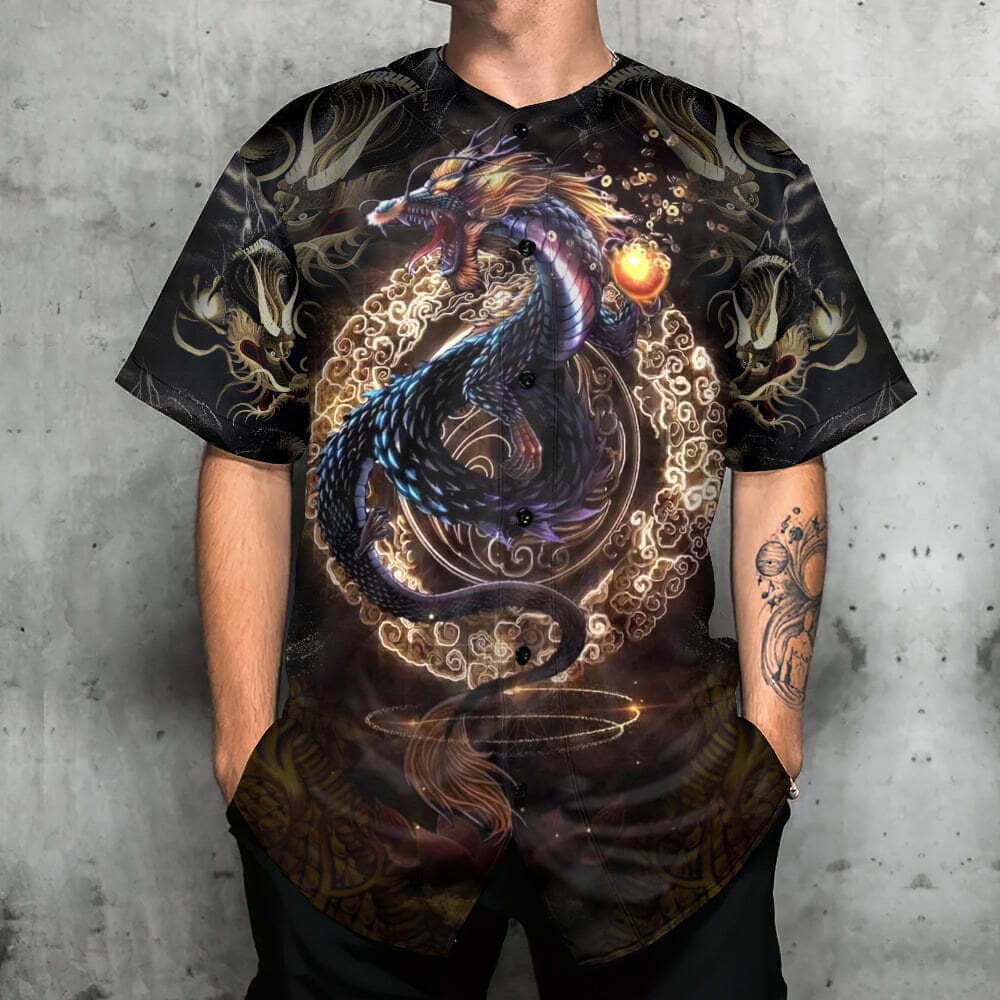 Dragon Golden Baseball Jersey Gift For Son From Dad