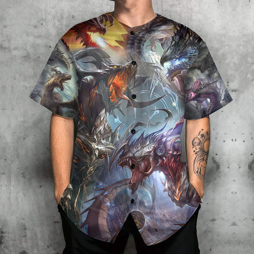 Dragon Fantasy World Baseball Jersey Gift For Sporty Boyfriend Dragon Fantasy World Baseball Jersey Gift For Sporty Boyfriend