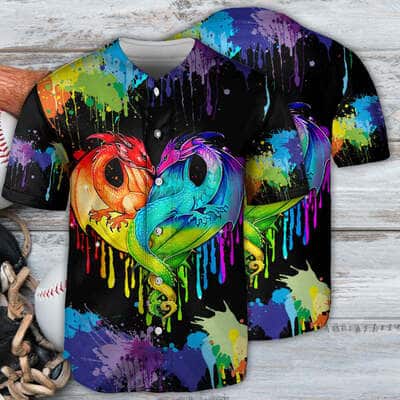 Colorful Dragon Baseball Jersey Gift For Son From Mom