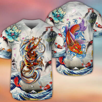 Beautiful Dragon With Lotus Flower Baseball Jersey Gift For Son From Mom