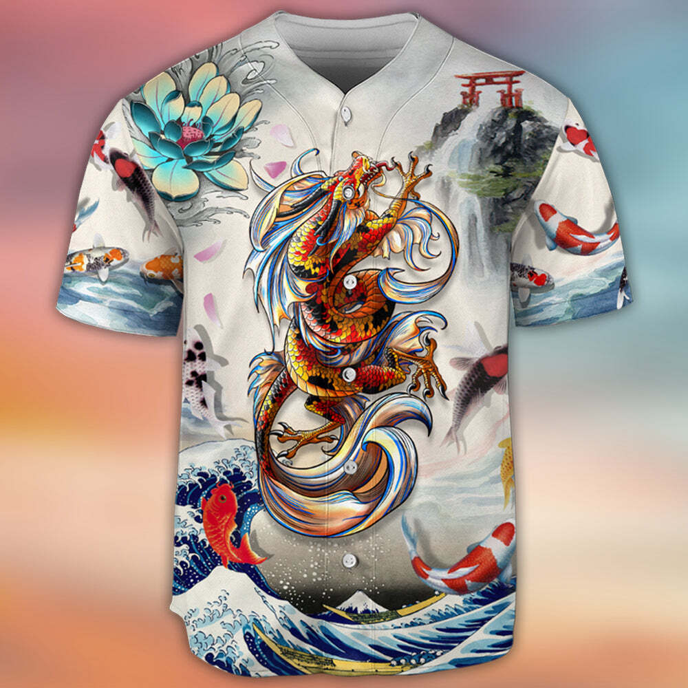 Beautiful Dragon With Lotus Flower Baseball Jersey Gift For Son From Mom Beautiful Dragon With Lotus Flower Baseball Jersey Gift For Son From Mom