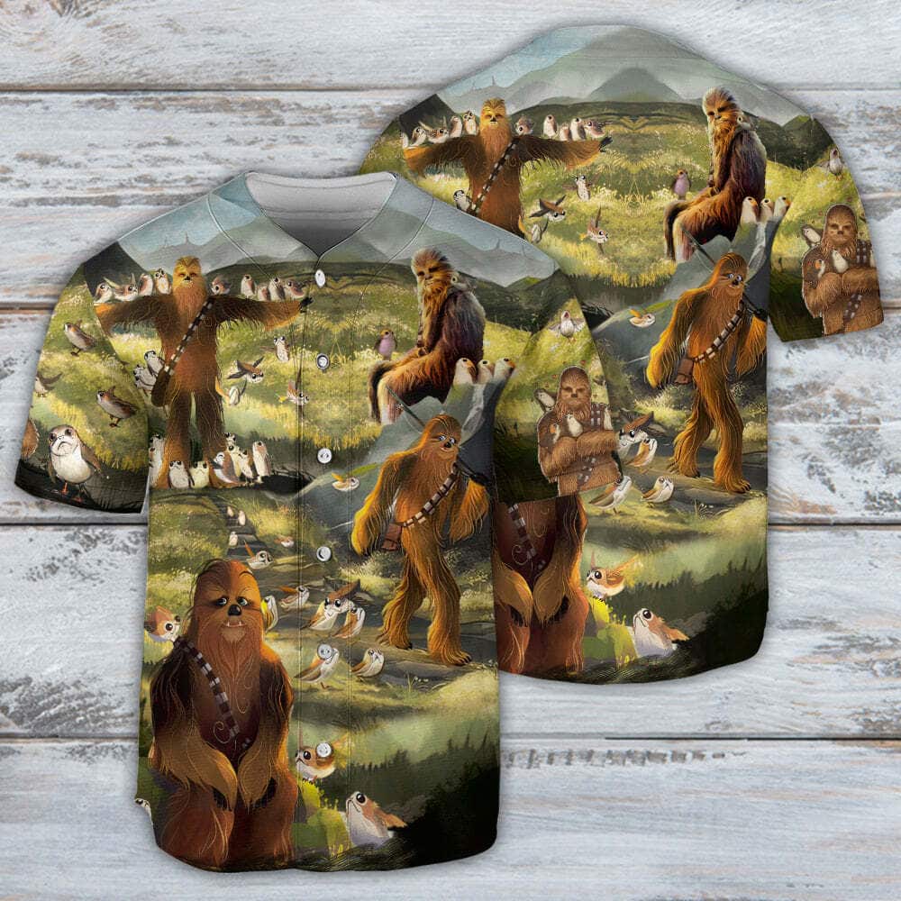 Star Wars The Last Jedi Chewbacca & Porgs Baseball Jersey Star Wars The Last Jedi Chewbacca & Porgs Baseball Jersey