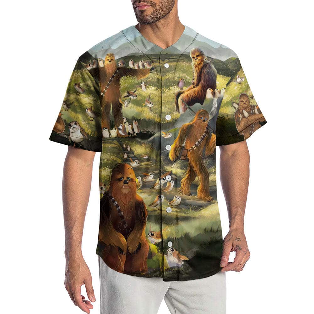 Star Wars The Last Jedi Chewbacca & Porgs Baseball Jersey Star Wars The Last Jedi Chewbacca & Porgs Baseball Jersey