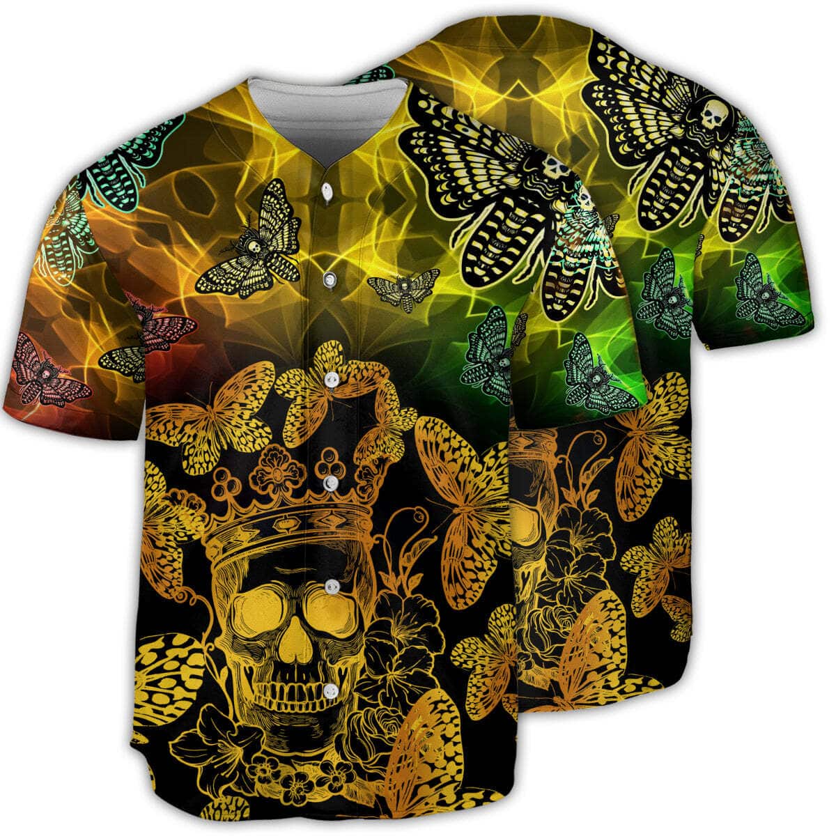 Skull Butterfly Baseball Jersey Gift For Husband Skull Butterfly Baseball Jersey Gift For Husband