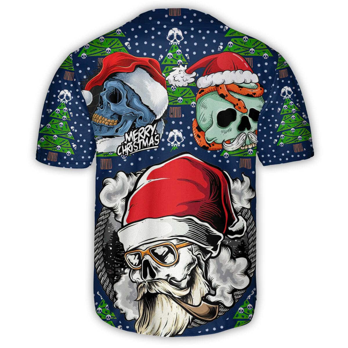 Skull With Santa Hat Merry Christmas Baseball Jersey Skull With Santa Hat Merry Christmas Baseball Jersey