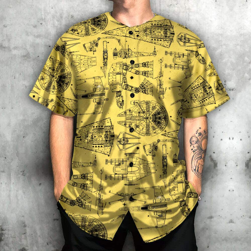 Yellow Star Wars Baseball Jersey Space Ships Gift For Son From Mom Yellow Star Wars Baseball Jersey Space Ships Gift For Son From Mom