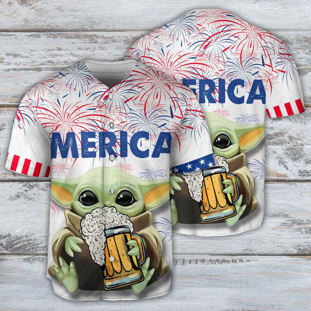 Star Wars Baseball Jersey Baby Yoda With Beer Gift For Sporty Friend Star Wars Baseball Jersey Baby Yoda With Beer Gift For Sporty Friend