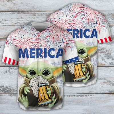 Star Wars Baseball Jersey Baby Yoda With Beer Gift For Sporty Friend