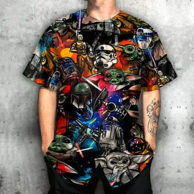 Stormtrooper Baby Yoda R2-D2 Star Wars Baseball Jersey Highly Illogical Pattern