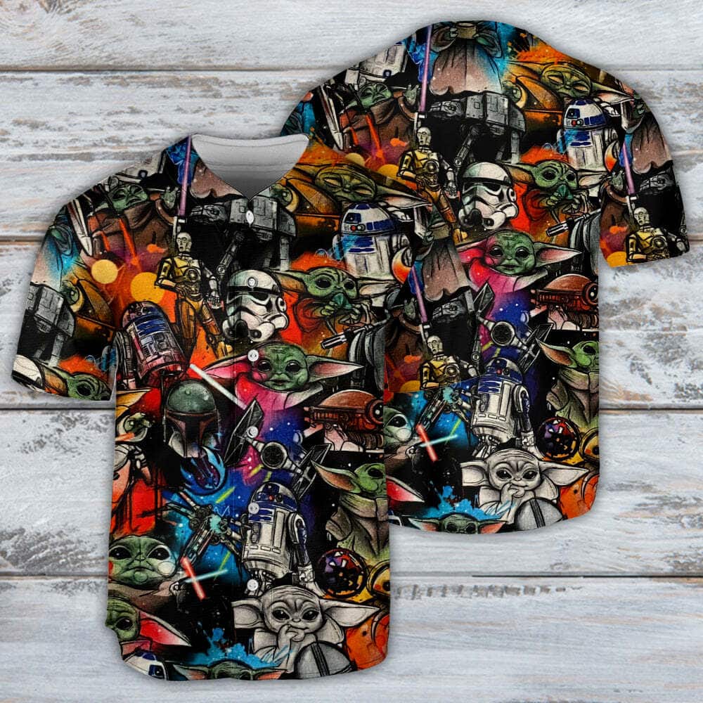 Stormtrooper Baby Yoda R2-D2 Star Wars Baseball Jersey Highly Illogical Pattern