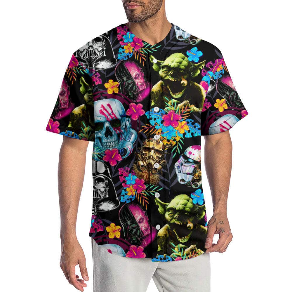 Stormtrooper Baby Yoda Darth Vader Star Wars Baseball Jersey Tropical Flowers Pattern Stormtrooper Baby Yoda Darth Vader Star Wars Baseball Jersey Tropical Flowers Pattern