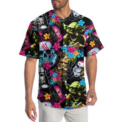 Stormtrooper Baby Yoda Darth Vader Star Wars Baseball Jersey Tropical Flowers Pattern