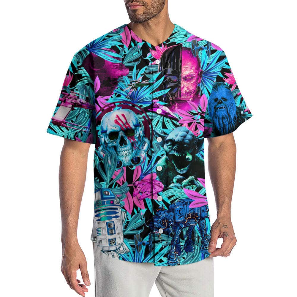 Yoda R2-D2 Star Wars Baseball Jersey Halloween Tropical Friends Lovers Yoda R2-D2 Star Wars Baseball Jersey Halloween Tropical Friends Lovers