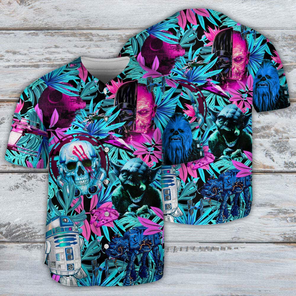 Yoda R2-D2 Star Wars Baseball Jersey Halloween Tropical Friends Lovers Yoda R2-D2 Star Wars Baseball Jersey Halloween Tropical Friends Lovers