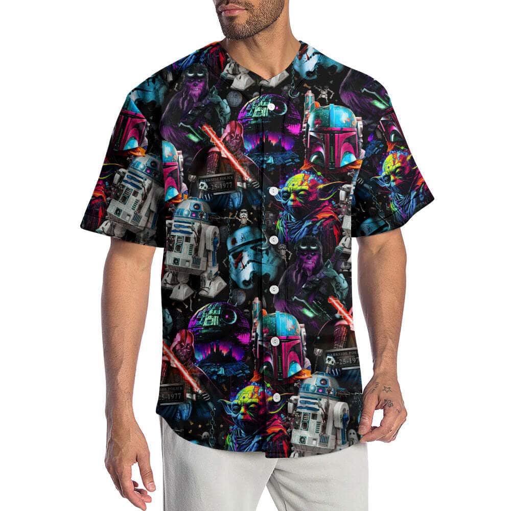 Star Wars Baseball Jersey Darth Vader Lightsaber R2-D2 Grogu Star Wars Baseball Jersey Darth Vader Lightsaber R2-D2 Grogu