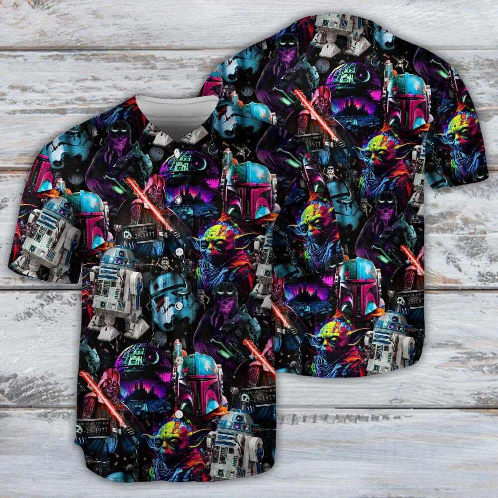 Star Wars Baseball Jersey Darth Vader Lightsaber R2-D2 Grogu Star Wars Baseball Jersey Darth Vader Lightsaber R2-D2 Grogu