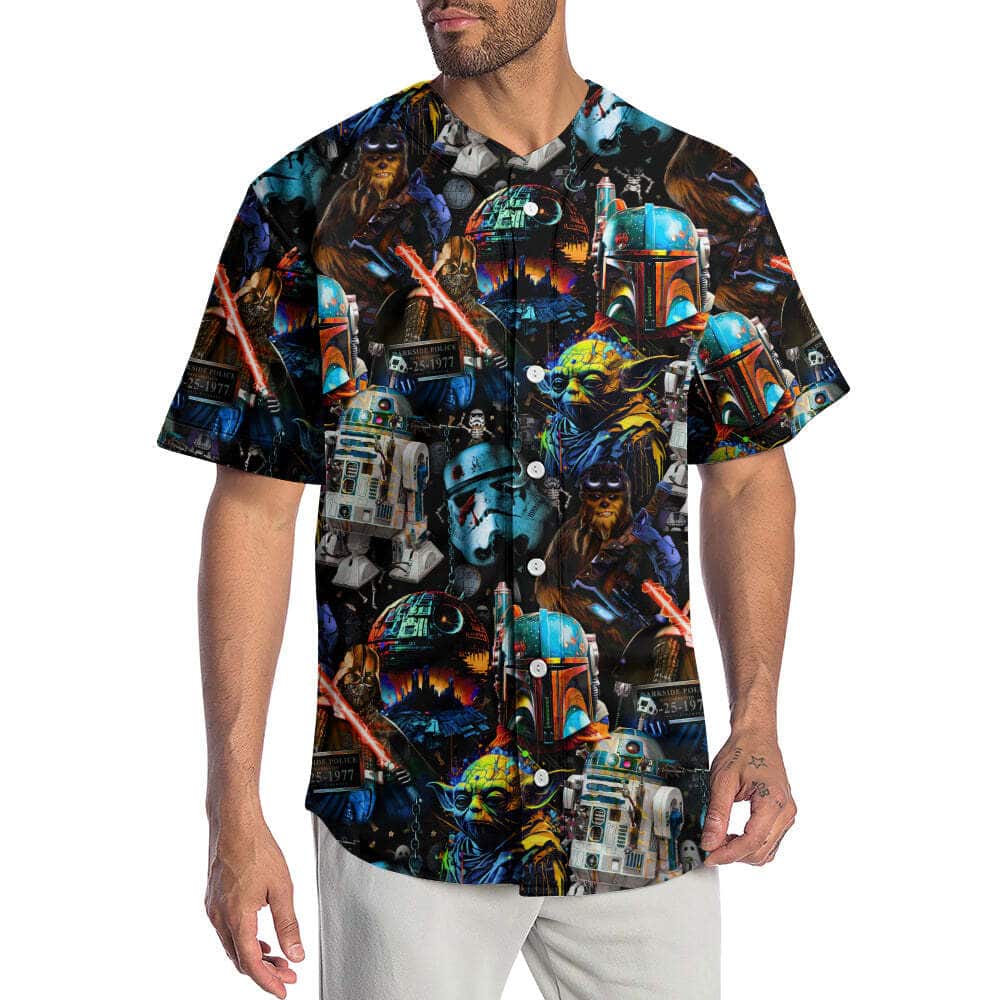 Darth Vader Lightsaber R2-D2 Grogu Star Wars Baseball Jersey Darth Vader Lightsaber R2-D2 Grogu Star Wars Baseball Jersey