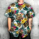 Baby Yoda Star Wars Baseball Jersey Palm Leaves Pattern Gift For Girlfriend