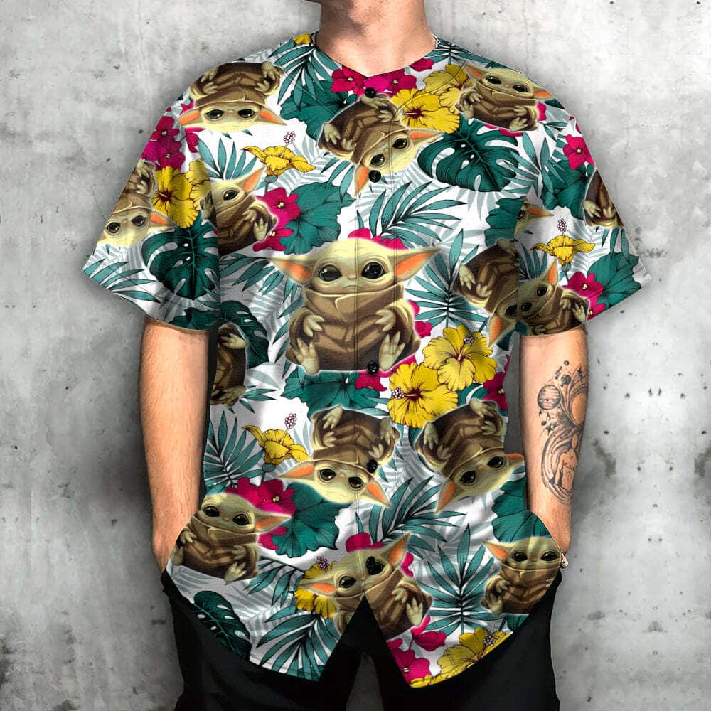 Baby Yoda Star Wars Baseball Jersey Palm Leaves Pattern Gift For Girlfriend Baby Yoda Star Wars Baseball Jersey Palm Leaves Pattern Gift For Girlfriend