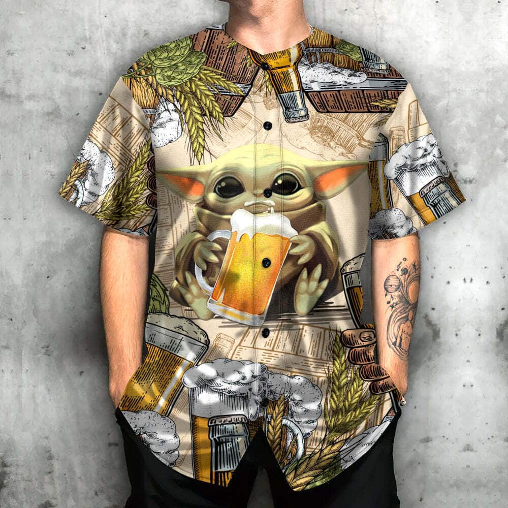 Star Wars Baseball Jersey Baby Yoda And Beer Wheat Beer Lovers Gift Star Wars Baseball Jersey Baby Yoda And Beer Wheat Beer Lovers Gift