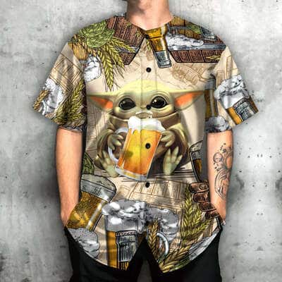 Star Wars Baseball Jersey Baby Yoda And Beer Wheat Beer Lovers Gift