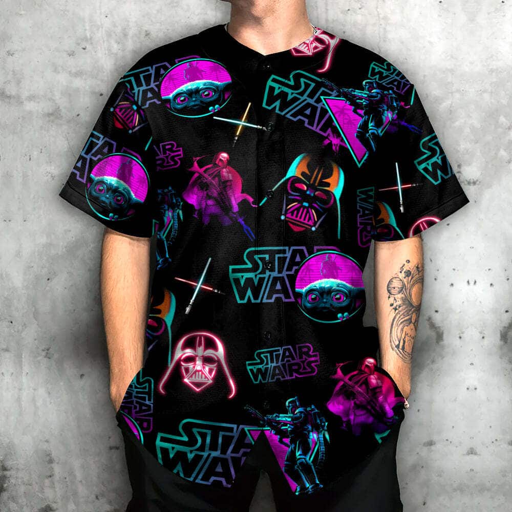 Neon Darth Vader Baby Yoda Star Wars Baseball Jersey Gift For Best Friends Neon Darth Vader Baby Yoda Star Wars Baseball Jersey Gift For Best Friends
