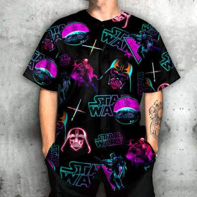 Neon Darth Vader Baby Yoda Star Wars Baseball Jersey Gift For Best Friends