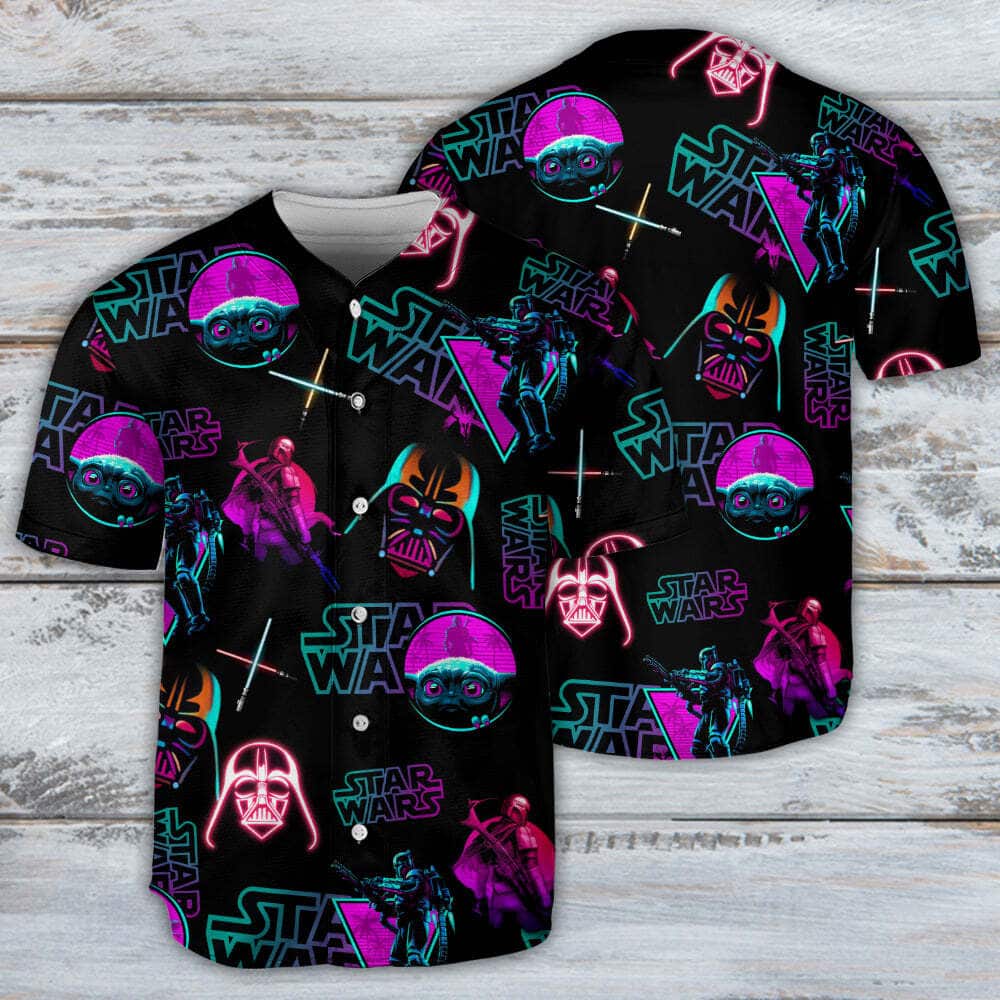 Neon Darth Vader Baby Yoda Star Wars Baseball Jersey Gift For Best Friends