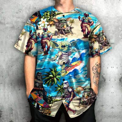 Star Wars Baseball Jersey Darth Vader Stormtroopers Yoda Surfing
