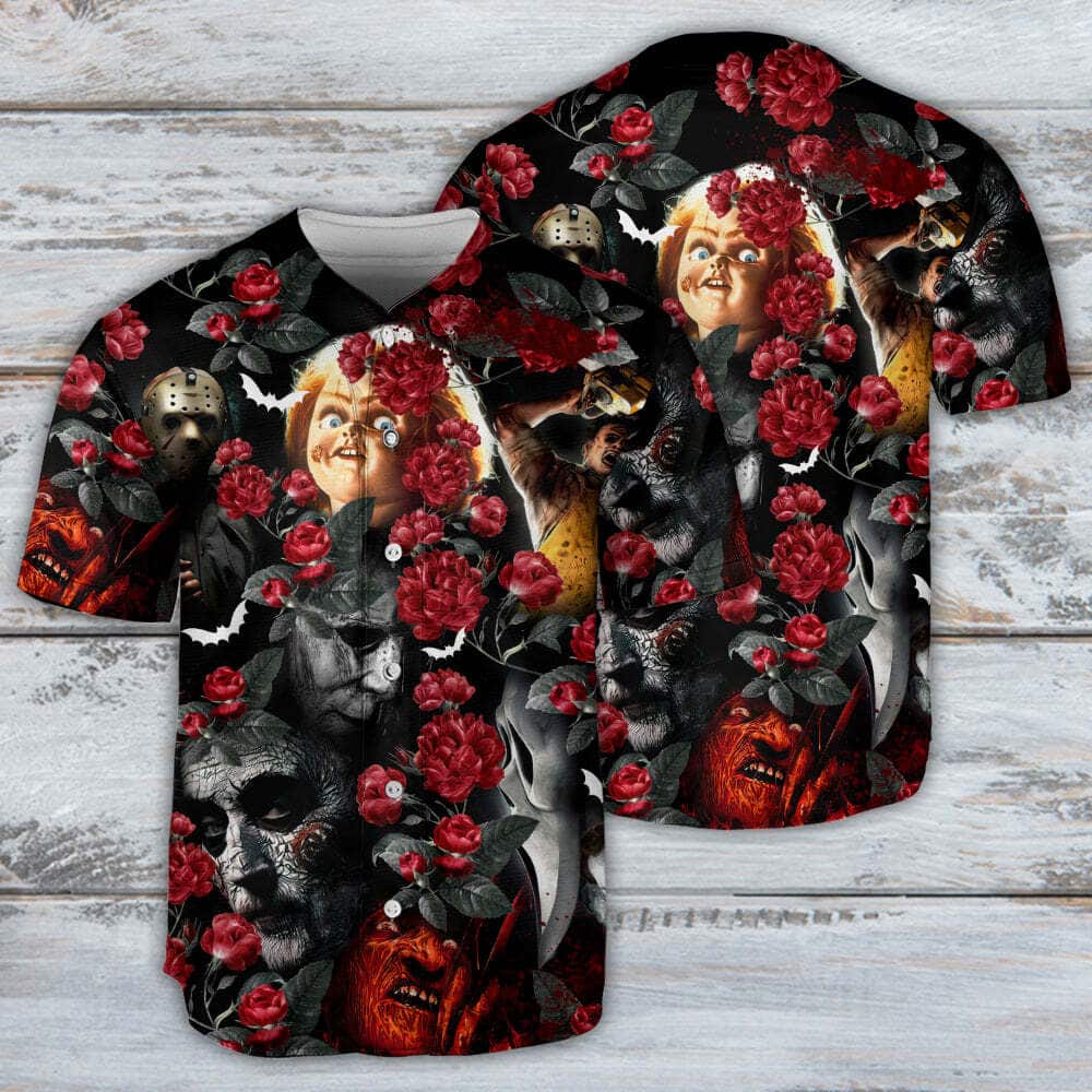 Jason Voorhees Freddy Krueger Michael Myers Chucky Ghostface Halloween Baseball Jersey Jason Voorhees Freddy Krueger Michael Myers Chucky Ghostface Halloween Baseball Jersey