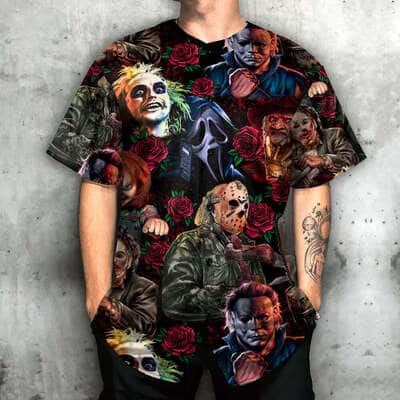 Jason Voorhees Freddy Krueger Michael Myers Chucky Ghostface Halloween Baseball Jersey Gift For Son From Mom Jason Voorhees Freddy Krueger Michael Myers Chucky Ghostface Halloween Baseball Jersey Gift For Son From Mom