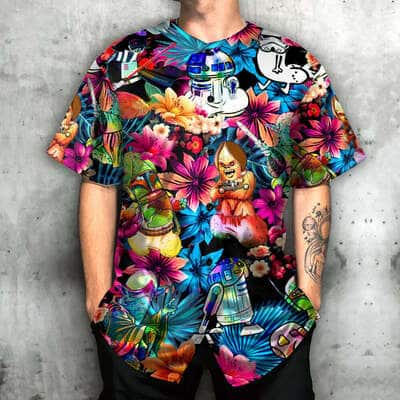 Special Synthwave Star Wars Baseball Jersey Tropical Pattern Gift For Daughter From Dad