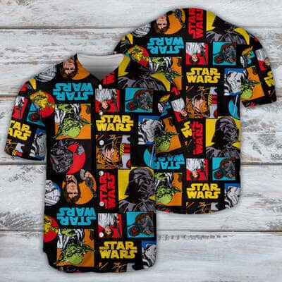 Darth Vader Baby Yoda Star Wars Baseball Jersey Colorful Pattern