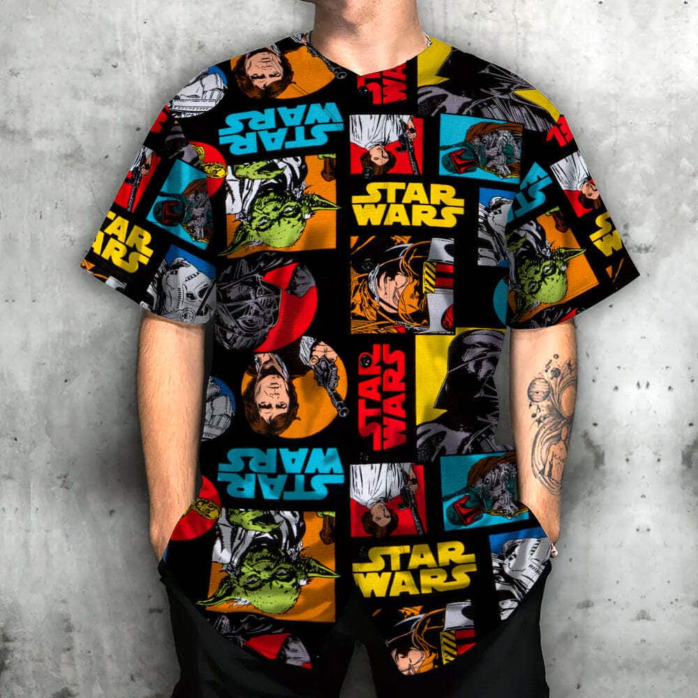 Darth Vader Baby Yoda Star Wars Baseball Jersey Colorful Pattern
