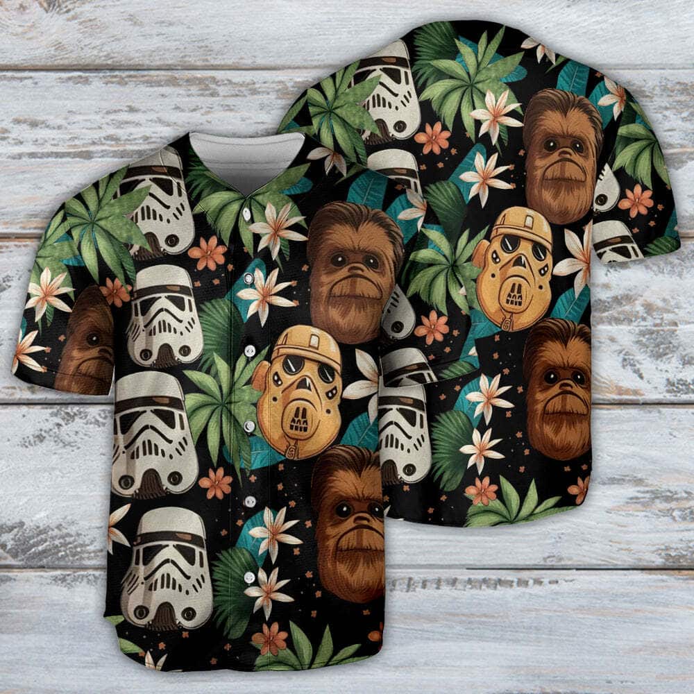 Chewbacca Stormtrooper Star Wars Baseball Jersey Tropical Leaf Gift For Best Friends Chewbacca Stormtrooper Star Wars Baseball Jersey Tropical Leaf Gift For Best Friends