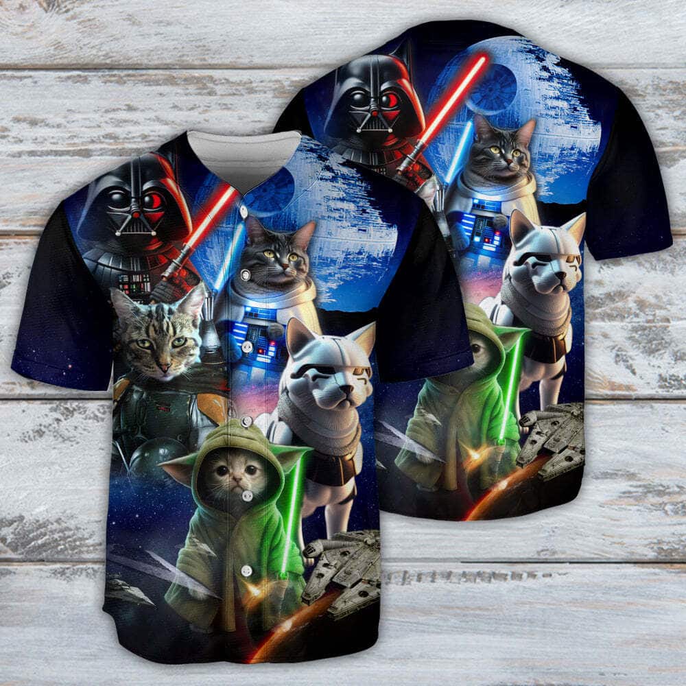 Cool Star Wars Baseball Jersey Cat All-Star Gift For Husband