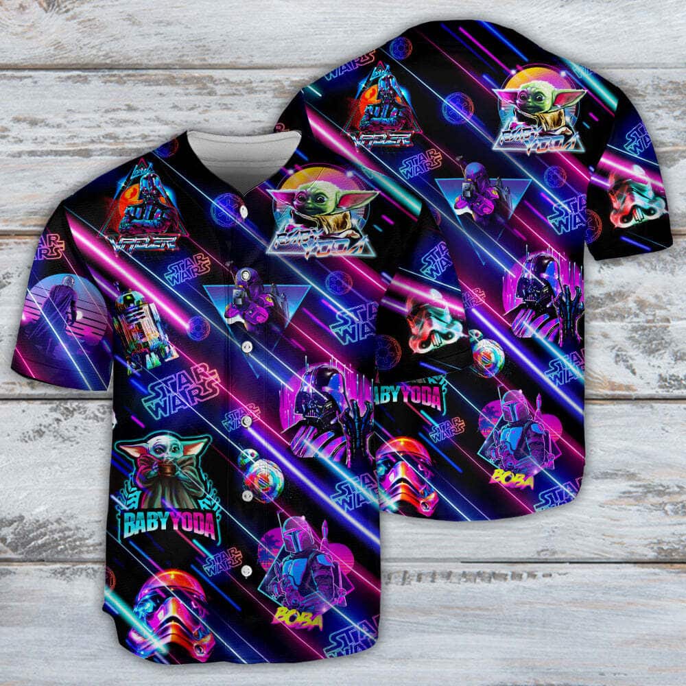 Baby Yoda Boba Fett Stormtrooper Star Wars Baseball Jersey Neon All-Star Style
