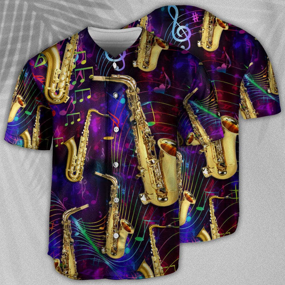 Saxophone Music Neon Art Baseball Jersey Birthday Gift For Best Friends