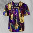 Saxophone Music Neon Art Baseball Jersey Birthday Gift For Best Friends