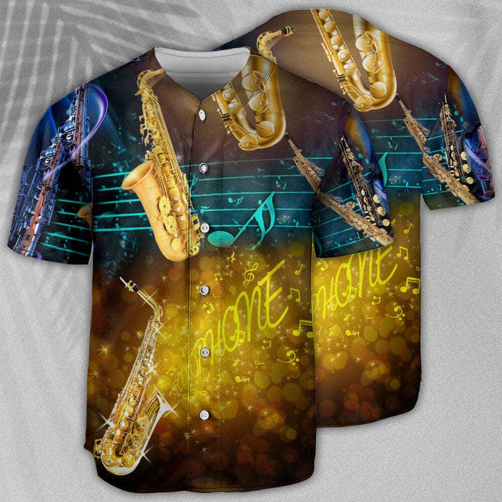 Saxophone Music All Night Baseball Jersey Birthday Gift For Sister Saxophone Music All Night Baseball Jersey Birthday Gift For Sister