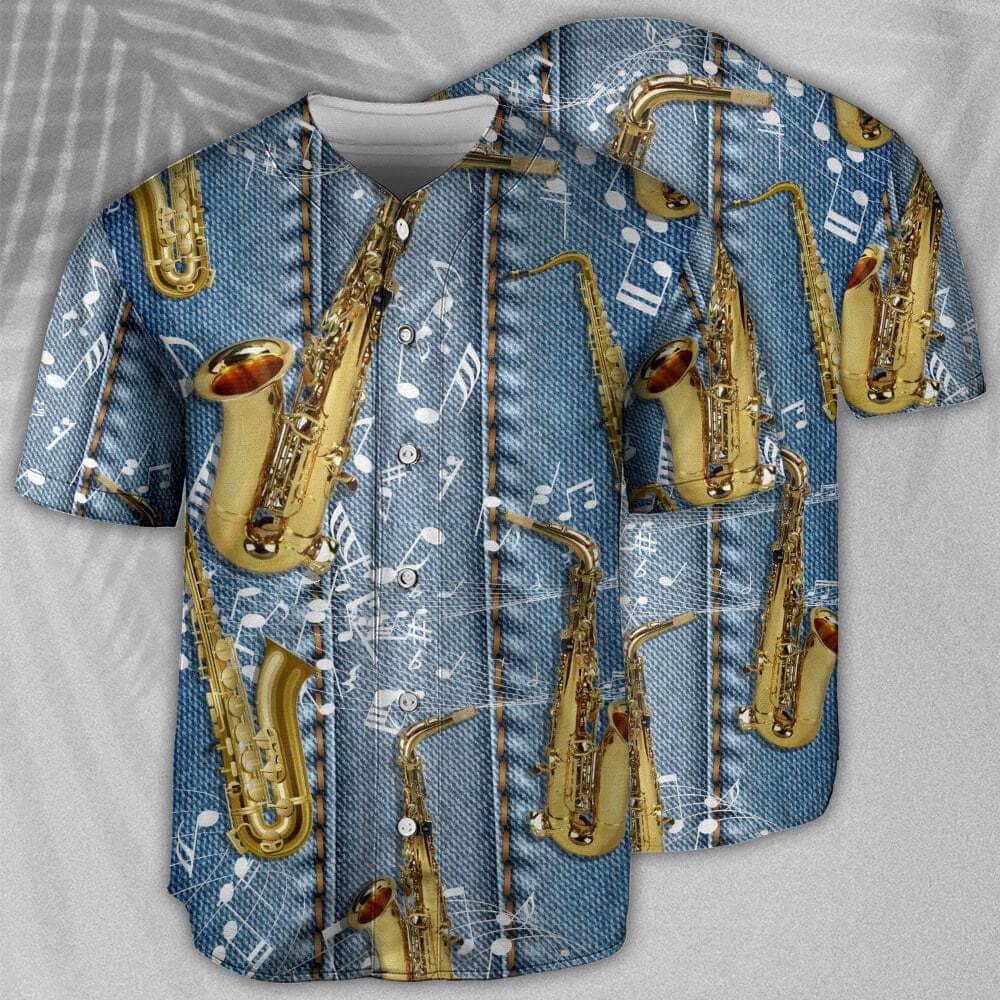 Saxophone Jeans Art Music Note Baseball Jersey Birthday Gift For Sister-In-Law