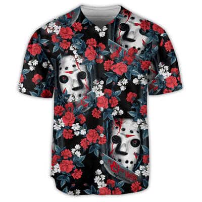 Halloween Jason Voorhees Baseball Jersey Flower Tropical Style Gift For Best Friends Halloween Jason Voorhees Baseball Jersey Flower Tropical Style Gift For Best Friends
