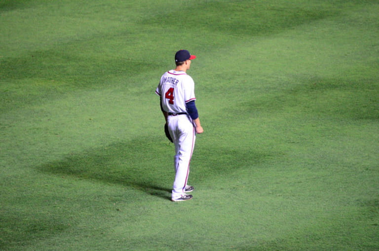 Atlanta, Georgia - June 16, 2011: Joe Mather of the Atlanta Braves Baseball Team. Atlanta, Georgia - June 16, 2011: Joe Mather of the Atlanta Braves Baseball Team.