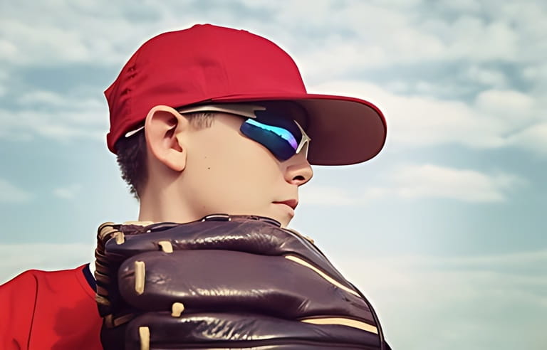 Closeup of a boy pitcher, focus on side of boys face. Instagram toned image. Closeup of a boy pitcher, focus on side of boys face. Instagram toned image.