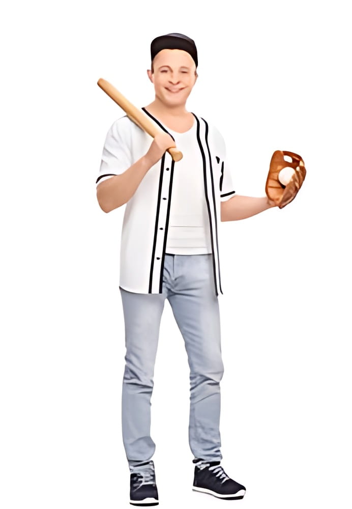 Full length portrait of a young male baseball player holding a baseball bat and a ball isolated on white background Full length portrait of a young male baseball player holding a baseball bat and a ball isolated on white background