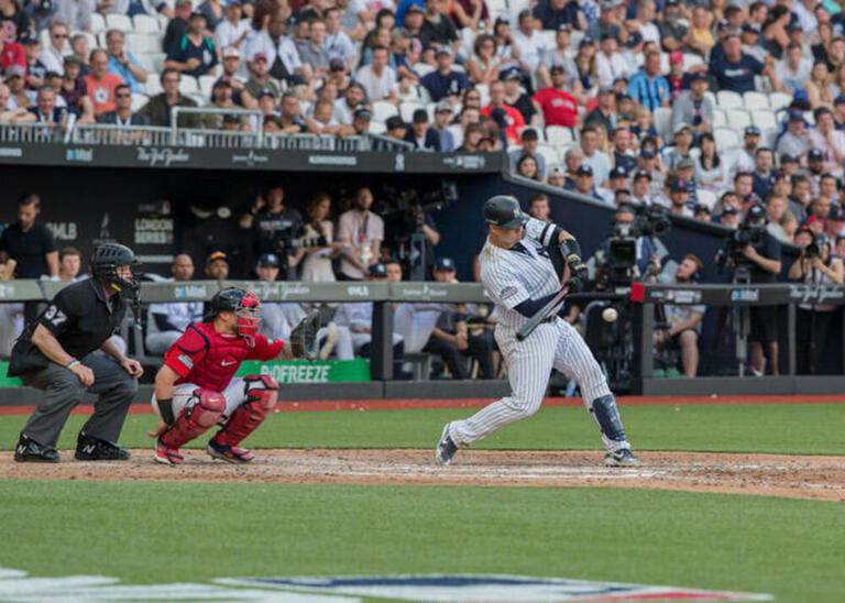 London Stadium, London, UK. 30th June, 2019. Mitel & MLB Present London Series Baseball, Boston Red Sox versus New York Yankees; Gary Sanchez of the New York Yankees