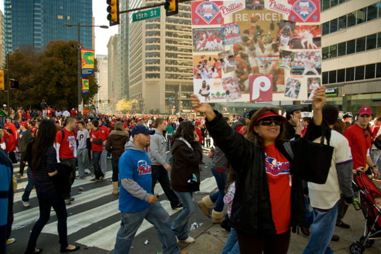 Crowds at the Phillies World Series victory parade. Crowds at the Phillies World Series victory parade.