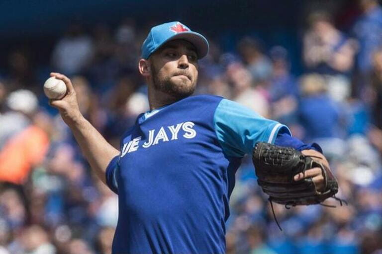 Toronto Blue Jays starting pitcher Marco Estrada works against the Minnesota Twins during first inning American League MLB baseball action in Toronto 