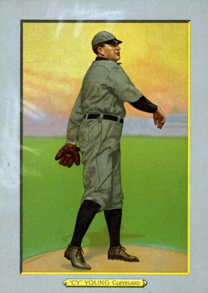 pitcher Cy Young (1867 - 1955) of the Cleveland Naps, baseball card portrait 1911.